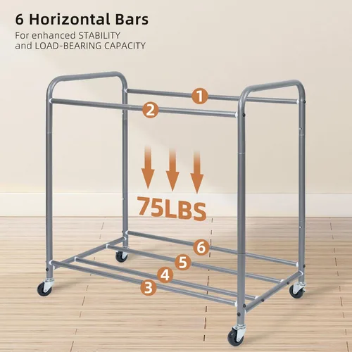 Miniatura 2 de STORAGE MANIAC Clasificador de ropa de 3 secciones, carrito de cesto de ropa de 35.9 galones (136 L) con ruedas resistentes rodantes con bloqueo