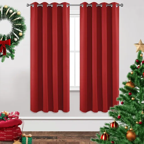 Miniatura 28 de Joydeco - Juego de 2 paneles de cortinas opacas de 63 pulgadas, 2 cortinas largas con aislamiento térmico burg, cortinas de oscurecimiento
