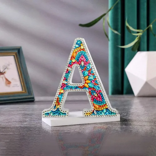 YOYA Letras de Artesanía de Madera con Arte de Diamantes 5D de 6 Pulgadas para Decoración de Pared, Kits de Arte de Diamantes de Letras de A Color