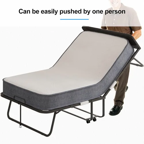 Miniatura 4 de PUREMIND Cama plegable con colchón de 5 pulgadas para adultos, cama plegable de 75 x 38 pulgadas con bolsa a prueba de polvo y marco de metal, camas