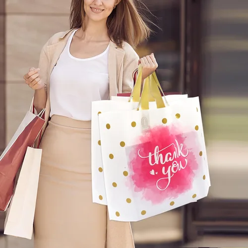 Miniatura 8 de Bolsas de agradecimiento – Paquete de 50 bolsas de mercancía extra gruesas de 10 x 12 pulgadas con asa de bucle para pequeñas empresas minoristas