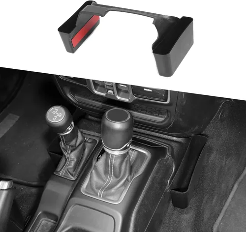 JWWY Caja de almacenamiento para palanca de cambios para Jeep Wrangler JL JLU y Gladiator JT 2018-2025 + 4xe, organizador de cambios, bandeja de