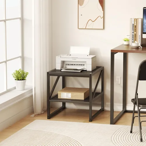 Miniatura 5 de Mesa auxiliar con estación de carga, mesa auxiliar cuadrada de 20 pulgadas con puertos USB y tomas de corriente, mini soporte para refrigerador
