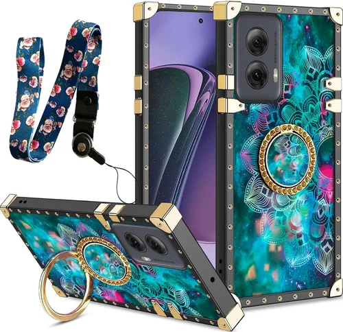 Miniatura 20 de nancheng Funda para Motorola Moto One 5G Ace/One 5G UW Ace Luxury Colorful Love Heart Bee Design Gold Electroplated Phone Cover with 360° Diamond