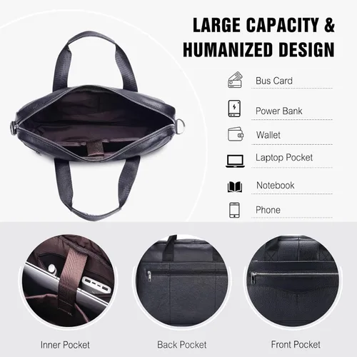 Miniatura 3 de FANDARE Maletín de cuero retro para hombre, bolso de negocios cruzado para computadora portátil
