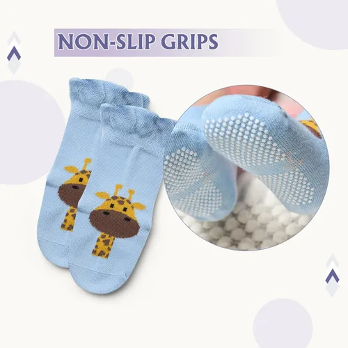 Miniatura 4 de Calcetines de algodón para bebés y niños pequeños con empuñaduras, antideslizantes, 6