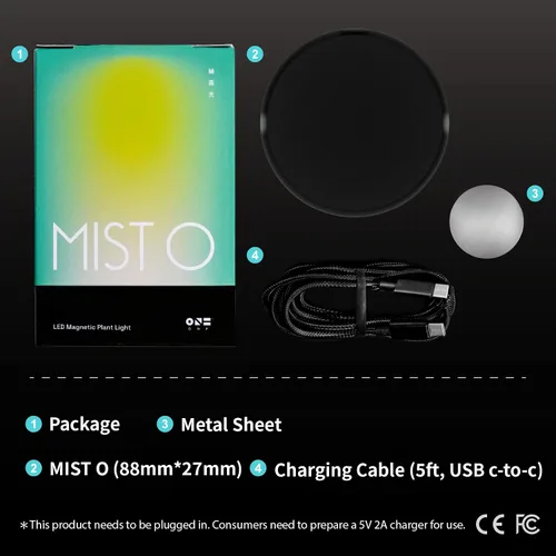 Miniatura 7 de ONF Mist O Shelf - Luz magnética LED colorida para promover el crecimiento de plantas de interior, puerto tipo C adaptable para decoración
