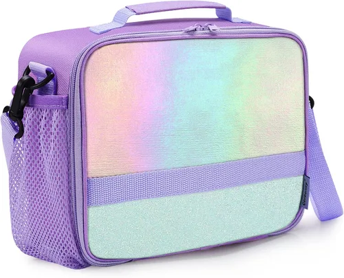 Miniatura 11 de Cerbonny Lonchera para niños, bolsa de almuerzo aislada para niñas y niños, poliéster duradero con forro de PEVA, correa de hombro ajustable, 10.8