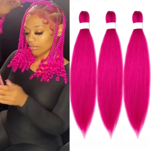 Miniatura 57 de Cabello para Trenzar Naranja Jengibre Pre-Estirado Kanekalo Cabello para Trenzar Pre-estirado 26 pulgadas Extensiones de Cabello Sintético