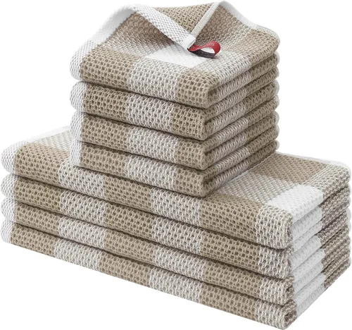 Miniatura 15 de homing Juego de toallas de cocina y paños de cocina a cuadros de búfalo, 30 cm x 30 cm y 33 cm x 71 cm, juego de 8 toallas de cocina de algodón