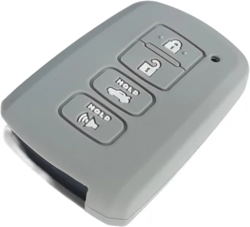 Miniatura 6 de Funda de silicona para llavero con control remoto sin llave, compatible con Toyota Avalon Camry Corolla Highlander RAV4, 4 botones (negro + gris)