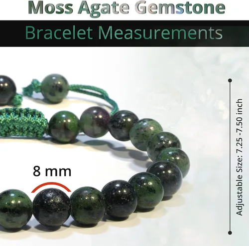 Miniatura 198 de Adjustable Crystal Bracelet – Gemstone Bead Bracelet with Adjustable Macrame String – Chic Gemstone Bracelet for Men and Women – 8mm Round Healing