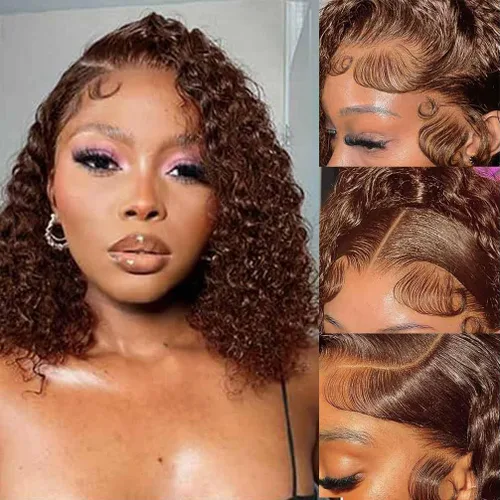 Miniatura 14 de Peluca de encaje frontal de 30 pulgadas, cabello humano prearrancado de densidad 180, peluca de encaje frontal brasileña con cabello húmedo y Encaje