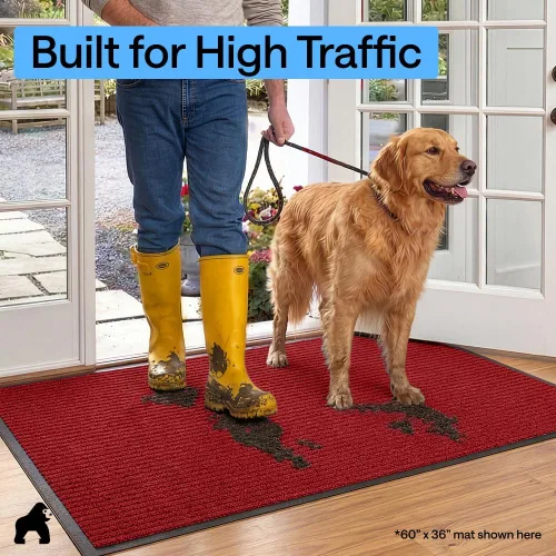 Miniatura 16 de GORILLA GRIP Tapete impermeable para puerta de protección de tráfico, 35 x 23 pulgadas, tapetes de entrada resistentes, tapetes comerciales con Negro