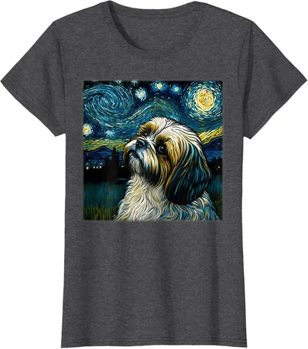 Miniatura 4 de Camiseta Surrealism Starry Night Shih Tzu Dog