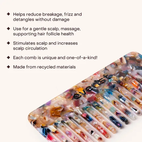 Miniatura 2 de Everist Peine de confeti – Peine desenredante de dientes anchos reciclado, apto para viajes para todo tipo de cabello