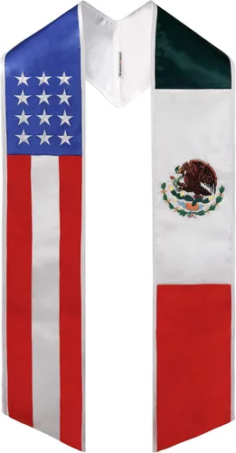 GraduationMall Bandera de país Estola de graduación Bordado Faja para estudio a bordo de estudiantes internacionales