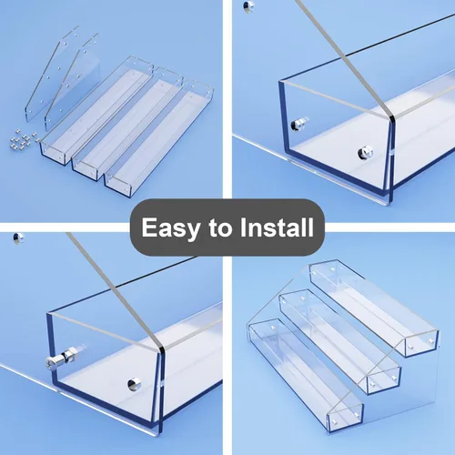 Miniatura 6 de Homakover Organizador de estantes de especias de acrílico de 3 niveles para la cocina, construcción robusta, ahorro de espacio, ideal