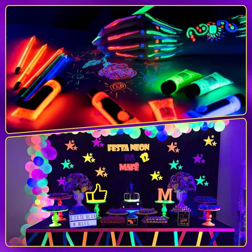 Miniatura 4 de Luz negra de 45 W, barra de luz negra LED con cable de 6.6 pies, brilla en la oscuridad de 28 x 28 pies, para fiesta brillante, decoración de neón