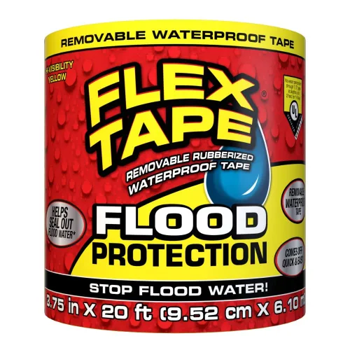 Flex Tape - Protección contra inundaciones, 3.75 pulgadas x 20 pies, cinta de goma impermeable, removible, uso en ventanas, puertas, puertas de