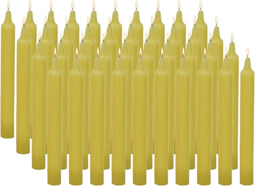 Miniatura 8 de Raajsee Mini velas cónicas sin perfume amarillas 4 pulgadas (H) velas para cena Sin humo y sin goteo Cera de parafina con mechas de algodón