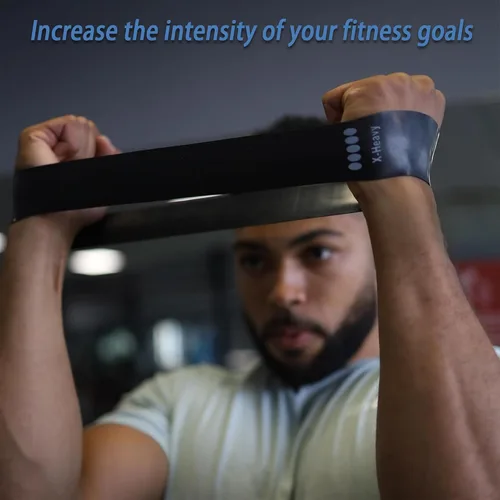 Miniatura 6 de Bandas de resistencia para entrenamiento, juego de 5 bandas elásticas para ejercicio con guía de entrenamiento y bolsa de transporte, bandas
