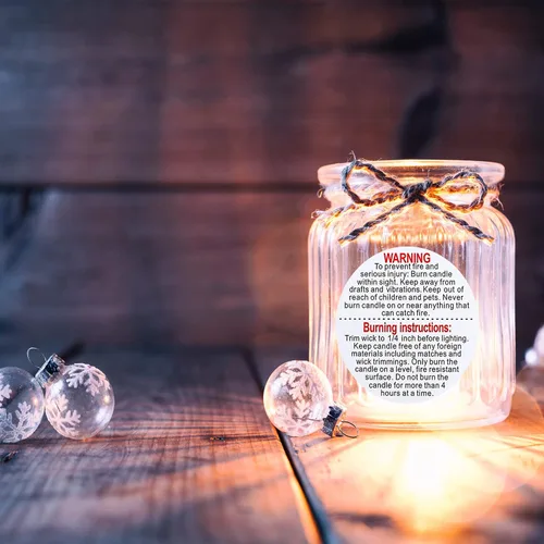 Miniatura 6 de WANBAO 1000 etiquetas de advertencia para velas, etiqueta de seguridad para velas de 1.5 pulgadas para tarros de velas de bricolaje Blanco