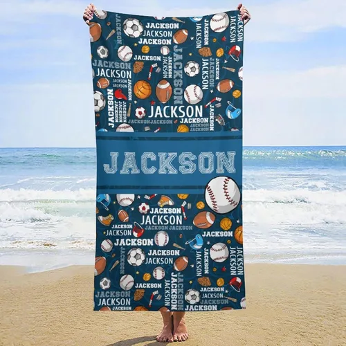 Miniatura 28 de Toallas de playa personalizadas para niños y adultos, regalos personalizados con nombre, toalla de playa de microfibra de gran tamaño de secado