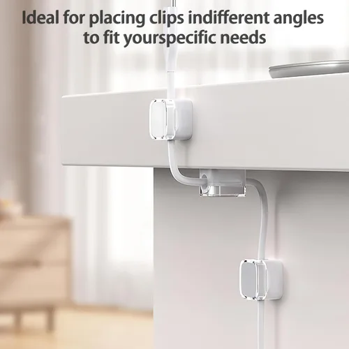 Miniatura 6 de Paquete de 6 organizadores magnéticos de cables y clips para cables, gestión de cables ajustables debajo del escritorio, soporte de alambre adhesivo