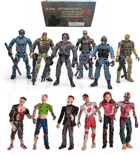 Juego de 12 figuras de acción, figuras de soldado de la fuerza especial, figuras de acción de lucha con zombi muertos y mercenarios para niños