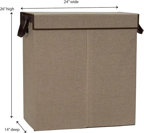 Miniatura 4 de Household Essentials Cesta doble para ropa sucia con tapa y asas de ojales, clasificador de arena del desierto