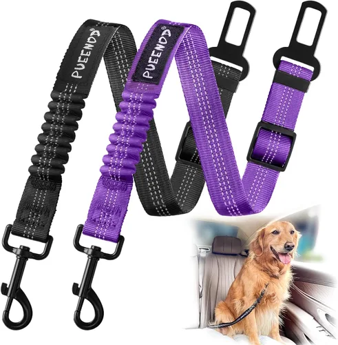 Miniatura 9 de 2 paquetes de cinturón de seguridad para perro ajustable para cinturón de seguridad de coche para vehículo, cinturón de seguridad de nailon