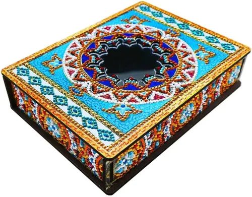 Miniatura 2 de HSTONY Caja decorativa de arte de diamantes DIY con kit de espejo, cajas de madera de pintura de diamantes, caja de almacenamiento de joyas para Set