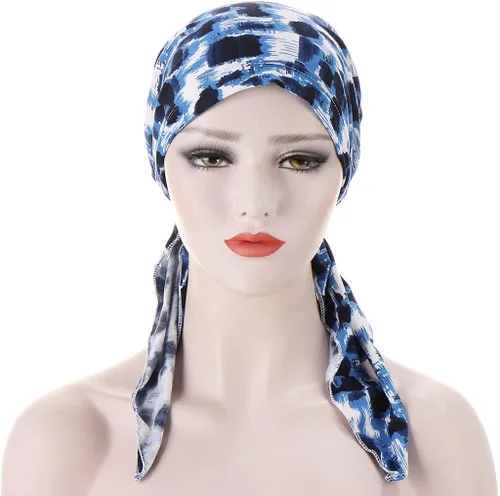 Miniatura 2 de Qhome - Pañuelo de cabeza con diamantes de imitación para mujer, gorra de quimioterapia, bandana de elastano Du Rag