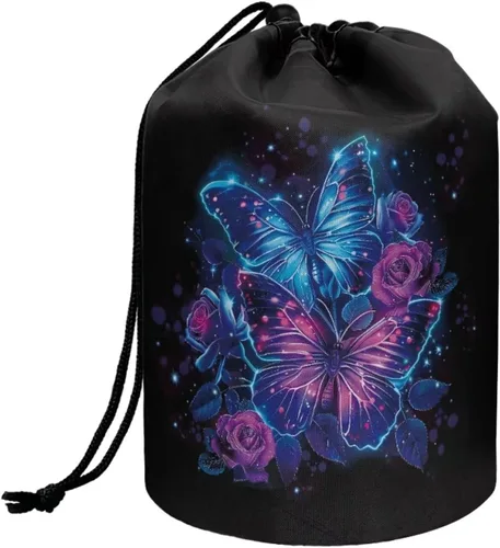 Miniatura 22 de Poceacles Bolsa de maquillaje con cordón, estuche portátil para cosméticos, bolsa de aseo de viaje, organizador de barril, bolsa de almacenamiento