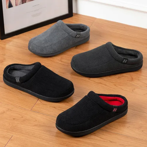 Miniatura 6 de RockDove Pantuflas de pana Ribco para hombre con espuma viscoelástica y suela interior y exterior