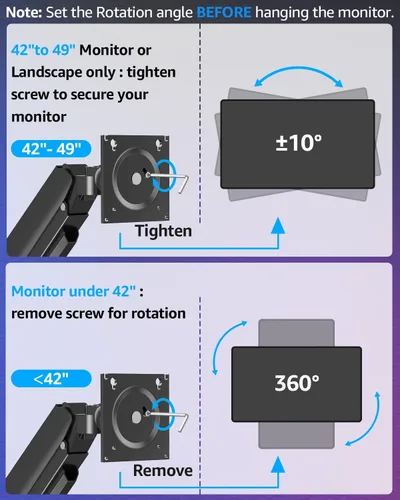 Miniatura 9 de MOUNTUP Soporte de pared para monitor para pantallas de 49, 45, 43, 40, 35, 32, 27 y 24 pulgadas, soporte de monitor de pared resistente, soporta