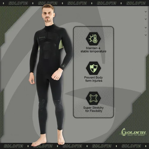 Miniatura 4 de GoldFin Traje de neopreno para hombre, 0.118 pulgadas (0.118 in) con cremallera trasera para mantener el calor en agua fría