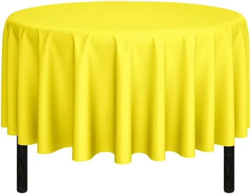 Miniatura 170 de Pomp Mantel Premium de Poliéster de 60" x 84" en Color Amarillo Plátano Tela Fácil de Cuidar, Resistente a Arrugas y Manchas Para Mesa Banana