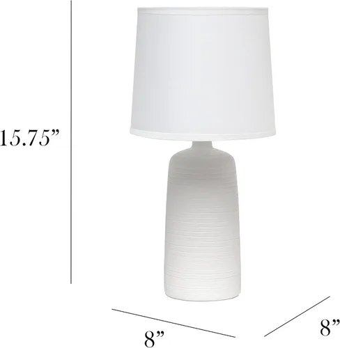 Miniatura 2 de Simple Designs LT2085-OFF Lámpara de mesa de cerámica lineal texturizada color blanco (4 unidades)