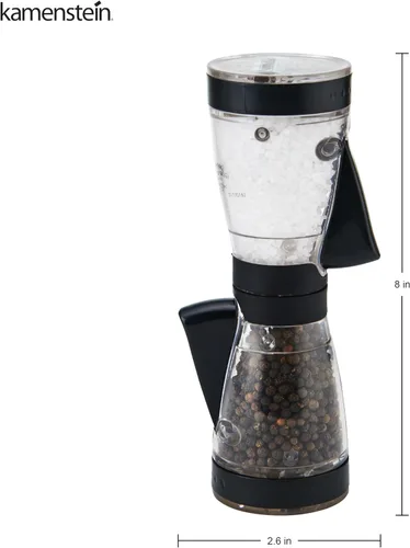 Miniatura 2 de Kamenstein 5117018 Molinillo doble de sal y pimienta 2 en 1 con una sola mano, ajustable y recargable, 8 pulgadas