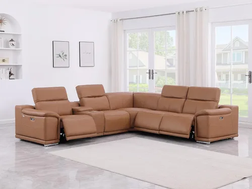 Miniatura 44 de BlackJack Furniture Venice - Juego de sofá reclinable seccional de cuero italiano de grano superior de 12 piezas con 4 reclinables eléctricos