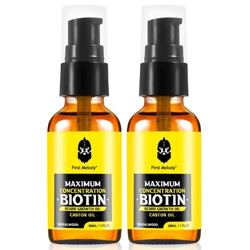 Miniatura 8 de First Melody Aceite para barba, biotina espesante maximun, con aceite de ricino y aceites de argán y jojoba, promueve el crecimiento de la barba