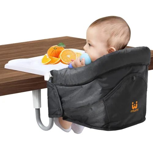 MTWML Silla alta de gancho con bandeja, silla alta portátil para bebé que se fija a la mesa, asiento de mesa rápido con clip para bebés y niños