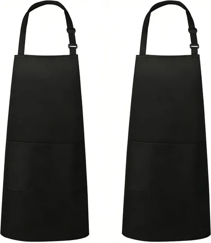 Miniatura 13 de VALOME Paquete de 2 delantales de cocina, delantales para cocinar con 2 bolsillos, correa ajustable unisex para el cuello, delantales de chef