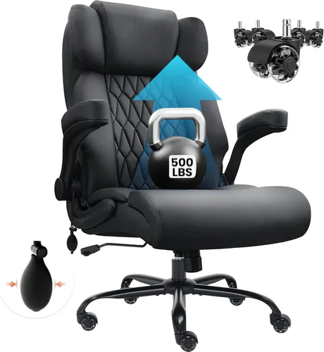 Silla de oficina grande y alta de 500 libras, soporte lumbar ajustable para dolor de espalda, asiento extra ancho, silla de oficina ejecutiva,