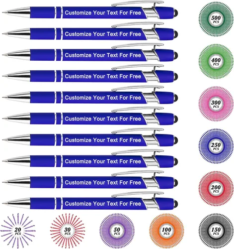 Miniatura 93 de Máx. 500 bolígrafos personalizados a granel, bolígrafos personalizados con grabado gratis, punta de lápiz óptico personalizado con tu nombre, texto