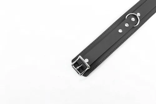 Miniatura 4 de Atlas Collar de piel de cordero Latigo Collar de cuero hecho a mano (pequeño, negro)