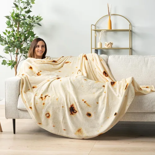 Miniatura 4 de PAVILIA Burrito - Cobija de tortilla de harina con diseño de taco de doble cara, manta de broma divertida para adultos, niños, adolescentes, cobija