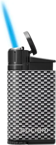 Colibri EVO - Encendedor de butano recargable con llama de un solo chorro en ángulo, resistente al viento, fácil de usar, con agarre de fibra de